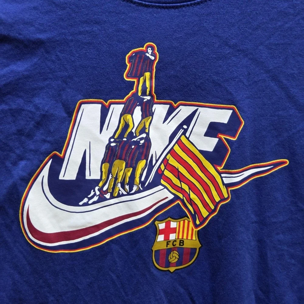 FC Barcelona Shirt Mens Small Blue Soccer Nike Tee FCB Graphic